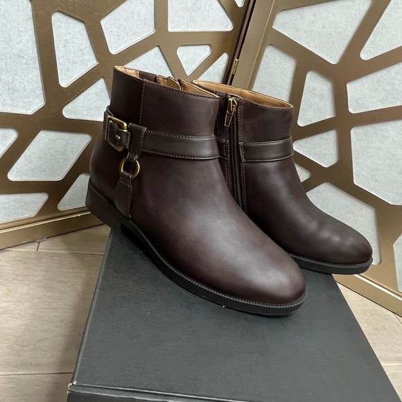 New Vionic Rhiannon Women Bootie Leather 6.5 M Orthotics Arch Support Low Heel - Picture 3 of 8